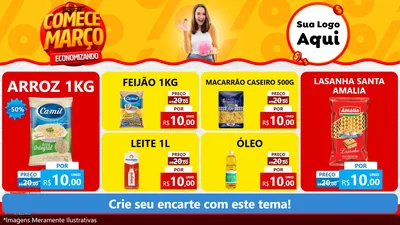 Modelo de TV para TV Horizontal com o tema Comece Março Economizando para Supermercado