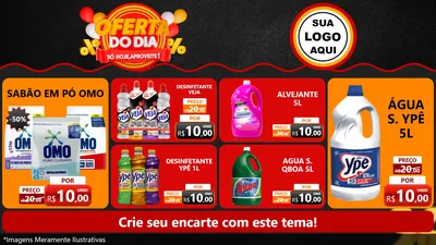 Modelo de TV para TV Horizontal com o tema Oferta do Dia - Só hoje, Aproveite! para Produtos de Limpeza