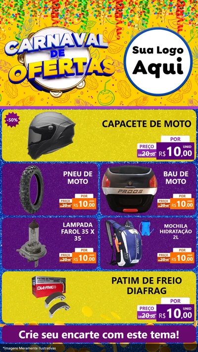 Modelo de TV para TV Vertical com o tema Carnaval de Ofertas para Moto peças
