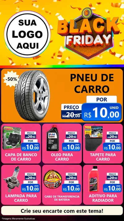 Modelo de Rede Social para Stories com o tema Black Friday para Auto peças