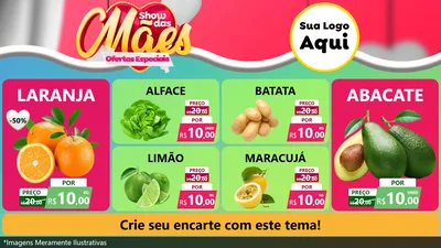 Modelo de TV para TV Horizontal com o tema Show das Mães - Ofertas Especiais para Hortifrúti