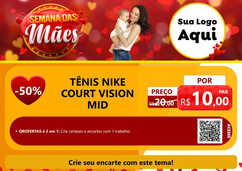 Modelo de Cartaz para Cartaz A4 Horizontal com o tema Semana das Mães para Calçados