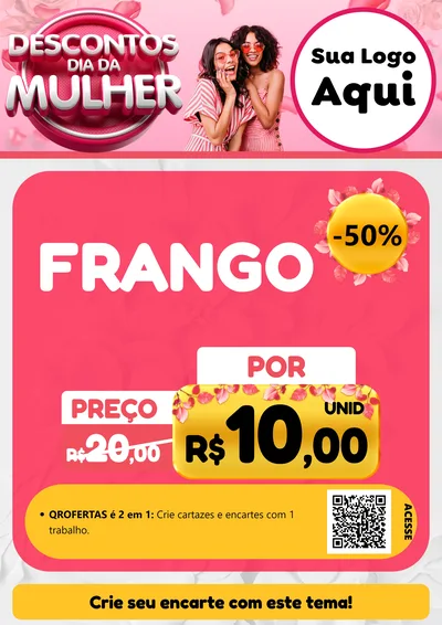 Modelo de Cartaz para Cartaz A4 Vertical com o tema Descontos Dia da Mulher para Assados
