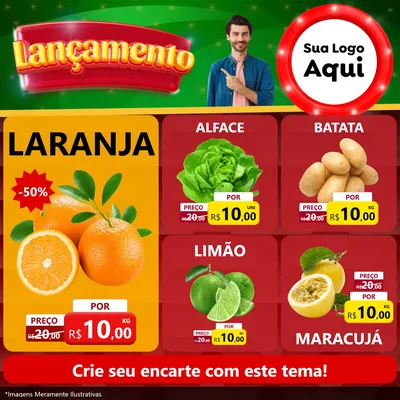 Modelo de Rede Social para Feed Facebook com o tema Lançamento para Hortifrúti