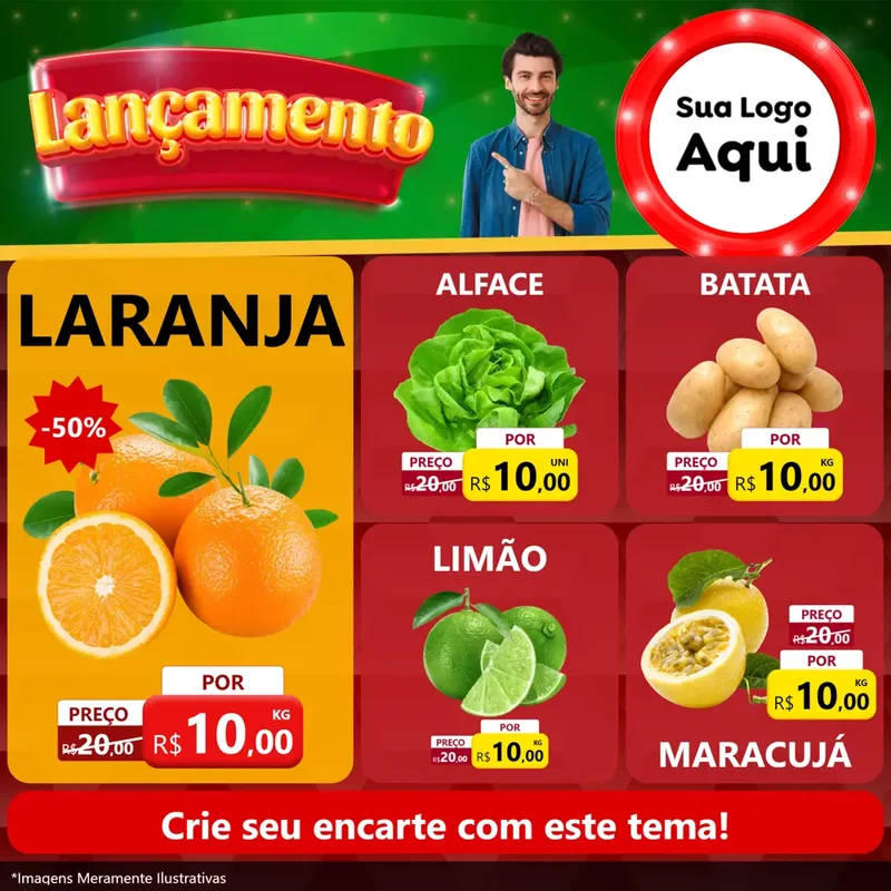 Modelo de Rede Social para Feed Facebook com o tema Lançamento para Hortifrúti