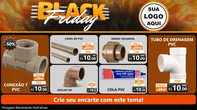 Modelo de TV para TV Horizontal com o tema Black Friday para Tubos e conexões