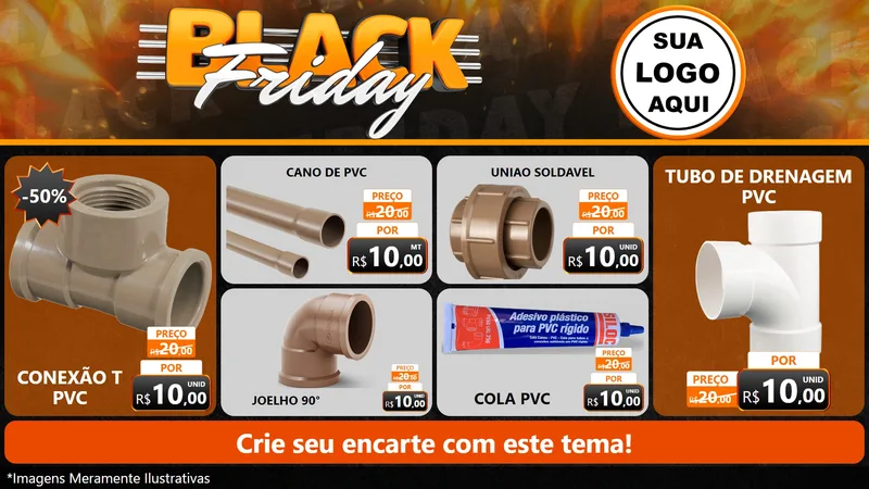 Modelo de TV para TV Horizontal com o tema Black Friday para Tubos e conexões