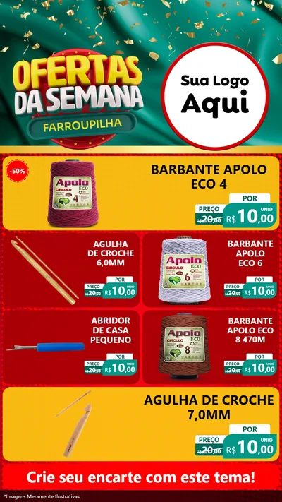 Modelo de TV para TV Vertical com o tema Ofertas da Semana Farroupilha para Armarinho e Aviamentos