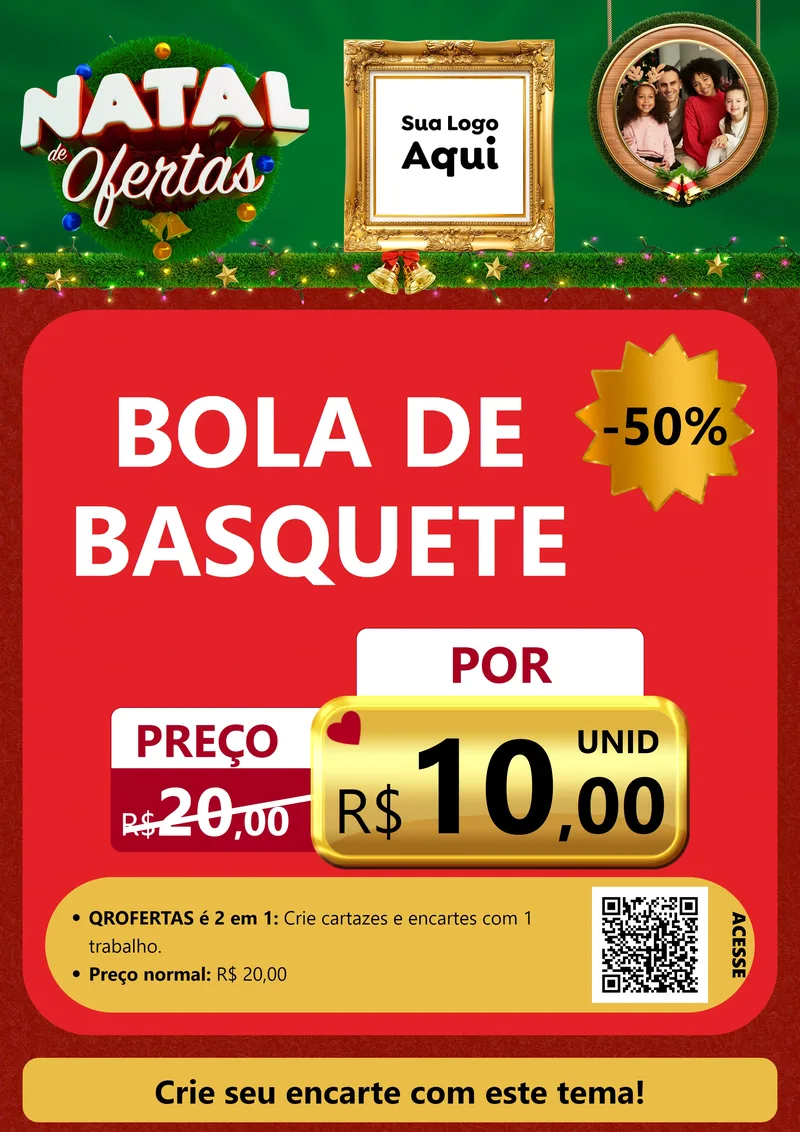 Modelo de Cartaz para Cartaz A4 Vertical com o tema Natal de Ofertas para Artigos Esportivos