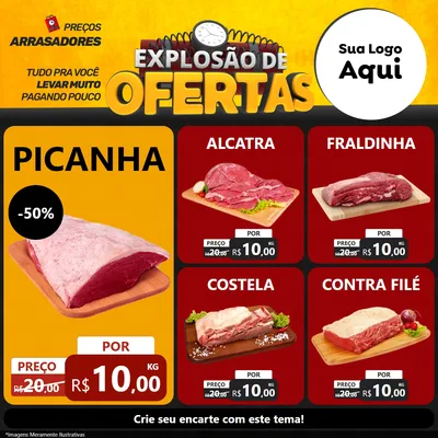 Modelo de Rede Social para Feed Facebook com o tema Explosão de Ofertas para Açougue