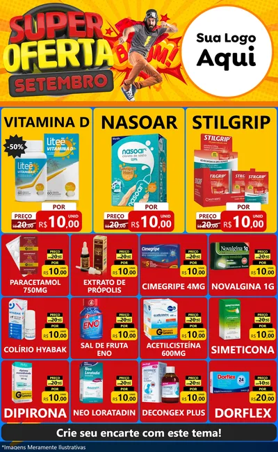Modelo de Encarte para Encarte Grande com o tema Super Oferta Setembro para Farmácia