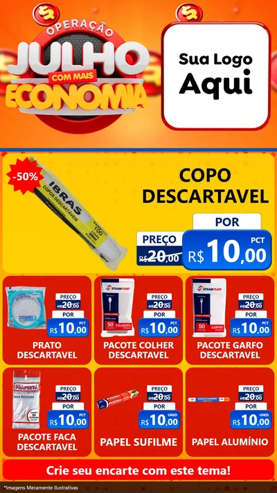 Modelo de Rede Social para Stories com o tema Operação Julho Com Mais Economia para Embalagens