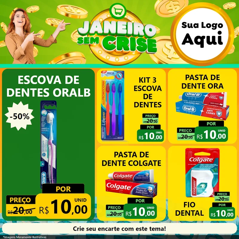 Modelo de Rede Social para Feed Facebook com o tema Janeiro Sem Crise para Higiene Pessoal