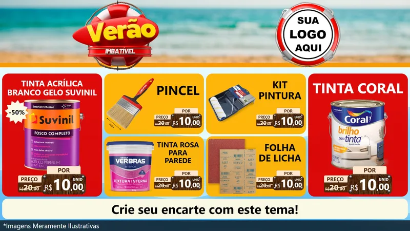 Modelo de TV para TV Horizontal com o tema Verão Imbatível para Tintas e Ferramentas