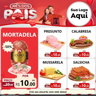 Modelo de Rede Social para Feed Facebook com o tema Mês dos Pais para Frios e Laticínios