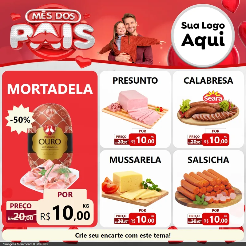 Modelo de Rede Social para Feed Facebook com o tema Mês dos Pais para Frios e Laticínios