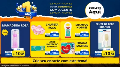 Modelo de TV para TV Horizontal com o tema Um Ano de Aniversário para Bebês