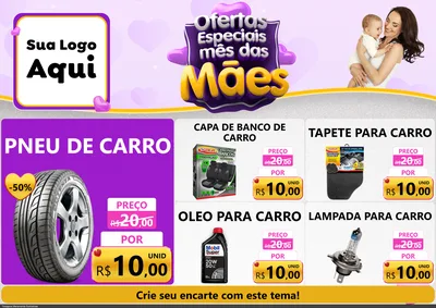 Modelo de Encarte para Encarte A4 Horizontal com o tema Ofertas Especiais - Mês das Mães para Auto peças
