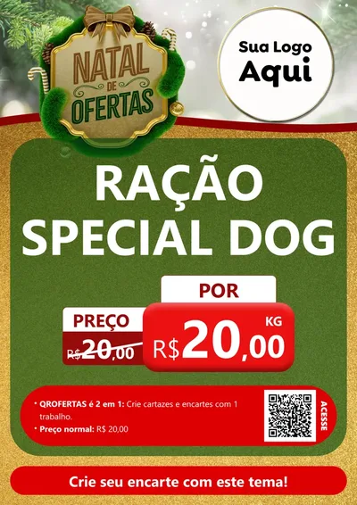 Modelo de Cartaz para Cartaz A4 Vertical com o tema Ofertas de Natal para Pet Shop