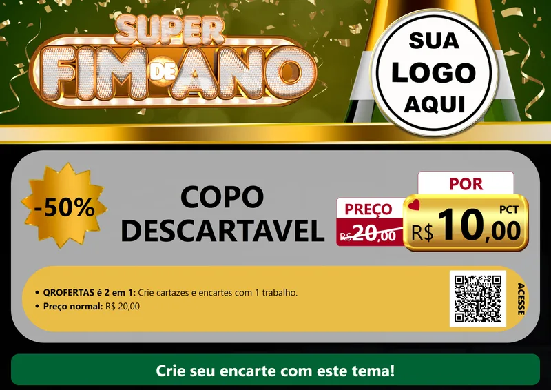 Modelo de Cartaz para Cartaz A4 Horizontal com o tema Super Fim de Ano para Embalagens