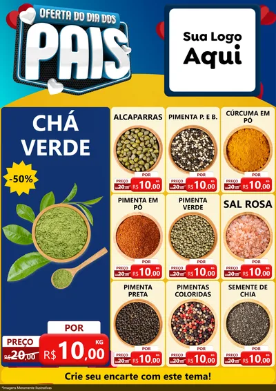 Modelo de Encarte para Encarte A4 Vertical com o tema Oferta Do Dia Dos Pais para Produtos Naturais