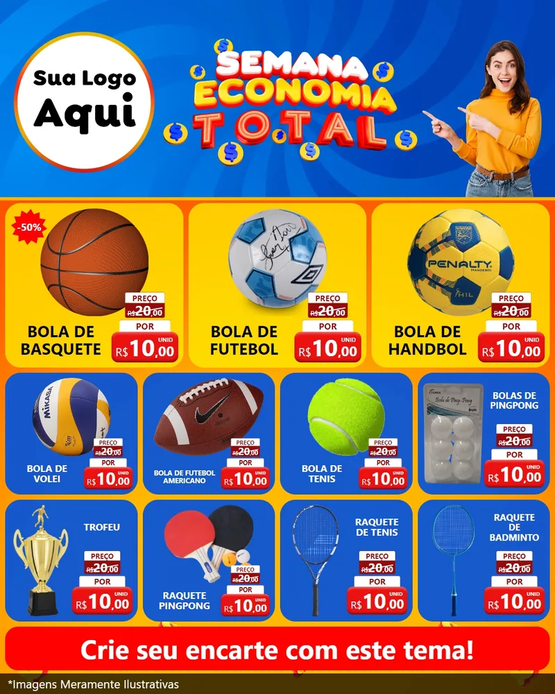 Modelo de Rede Social para Feed Instagram com o tema Semana Economia Total para Artigos Esportivos