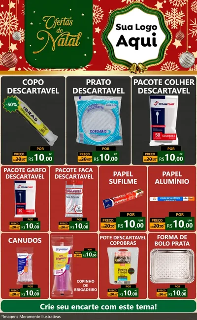 Modelo de Encarte para Encarte Grande com o tema Natal de Ofertas para Embalagens
