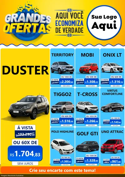 Modelo de Encarte para Encarte A4 Vertical com o tema Grandes Ofertas para Concessionaria de Carros