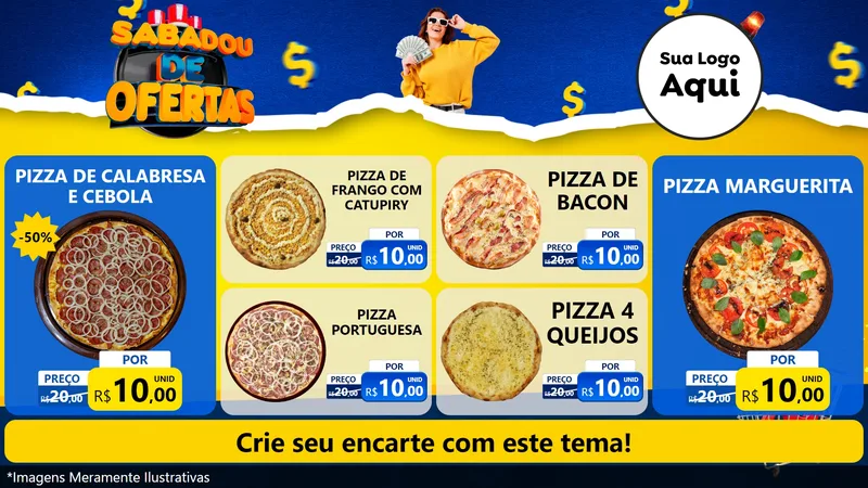 Modelo de TV para TV Horizontal com o tema Sabadou de Ofertas para Pizzaria