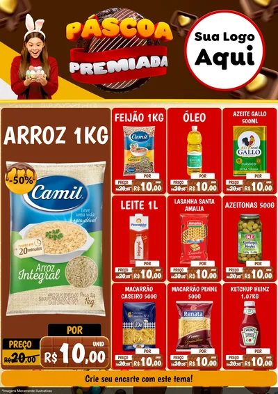 Modelo de Encarte para Encarte A4 Vertical com o tema Páscoa Premiada para Supermercado