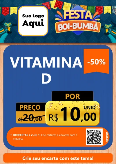 Modelo de Cartaz para Cartaz A4 Vertical com o tema Festa Boi Bumbá para Farmácia