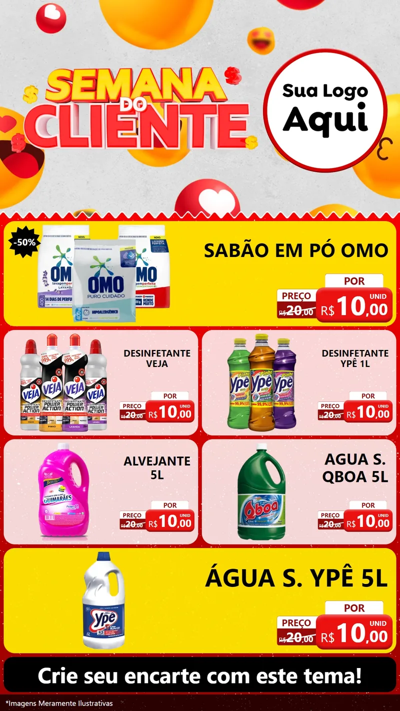 Modelo de TV para TV Vertical com o tema Semana do Cliente para Produtos de Limpeza