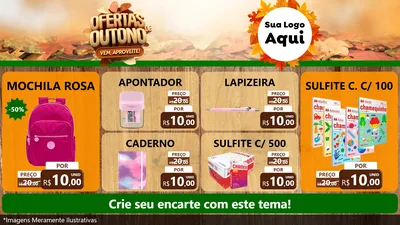 Modelo de TV para TV Horizontal com o tema Ofertas de Outono - Vem, Aproveite! para Papelaria