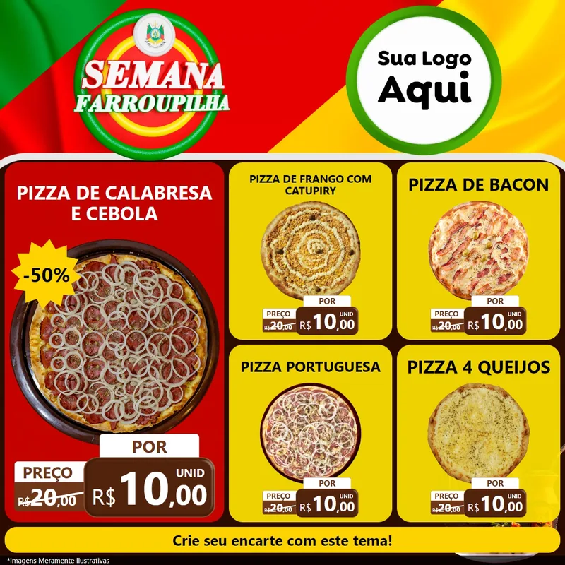 Modelo de Rede Social para Feed Facebook com o tema Semana Farroupilha para Pizzaria