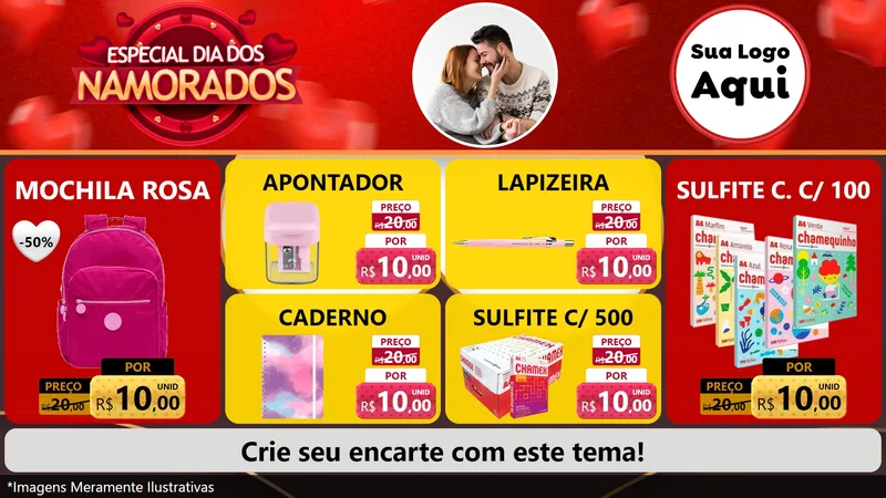 Modelo de TV para TV Horizontal com o tema Especial Dia Dos Namorados para Papelaria