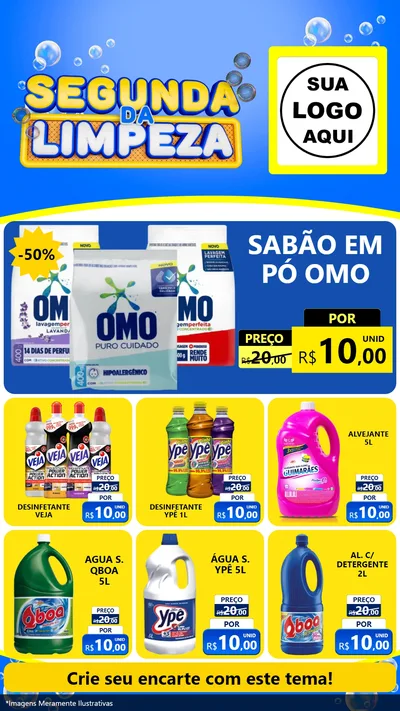 Modelo de Rede Social para Stories com o tema Segunda da Limpeza para Produtos de Limpeza