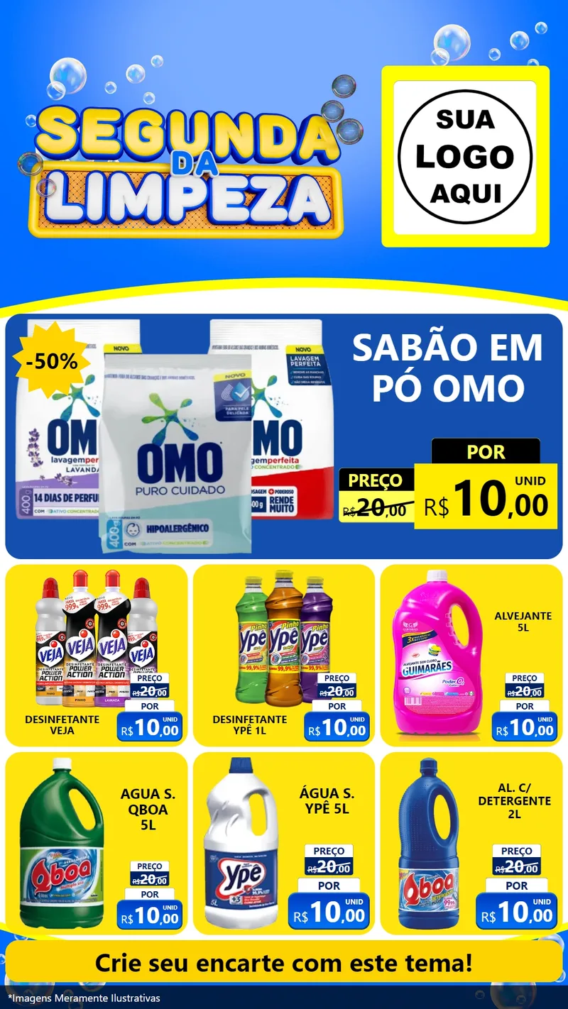 Modelo de Rede Social para Stories com o tema Segunda da Limpeza para Produtos de Limpeza