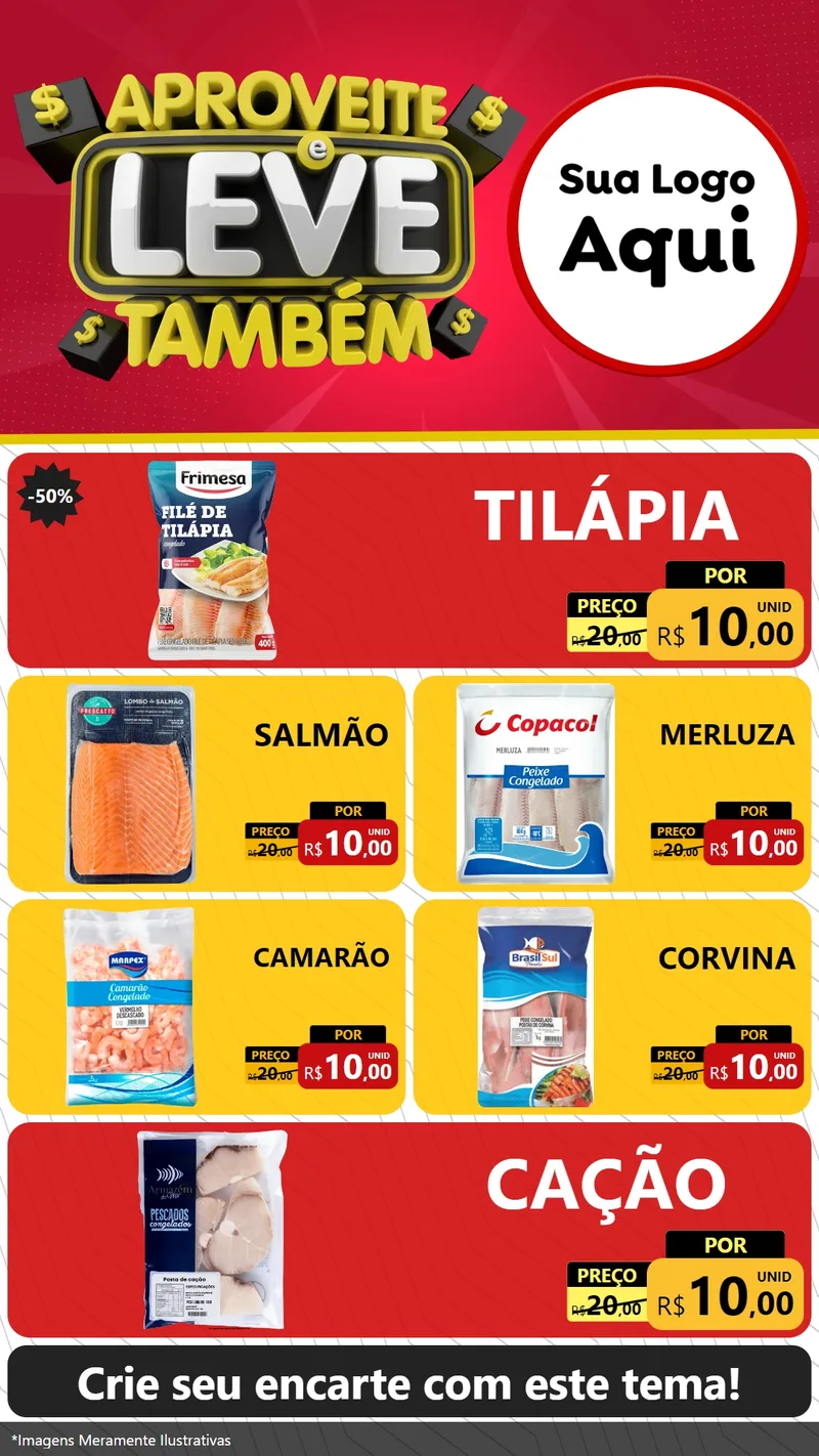 Modelo de TV para TV Vertical com o tema Aproveite e Leve Também para Peixaria