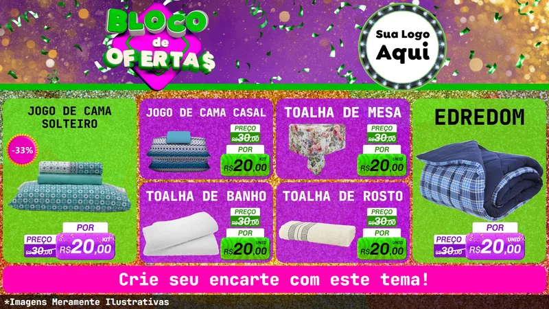 Modelo de TV para TV Horizontal com o tema Bloco de Ofertas para Cama, Mesa e Banho