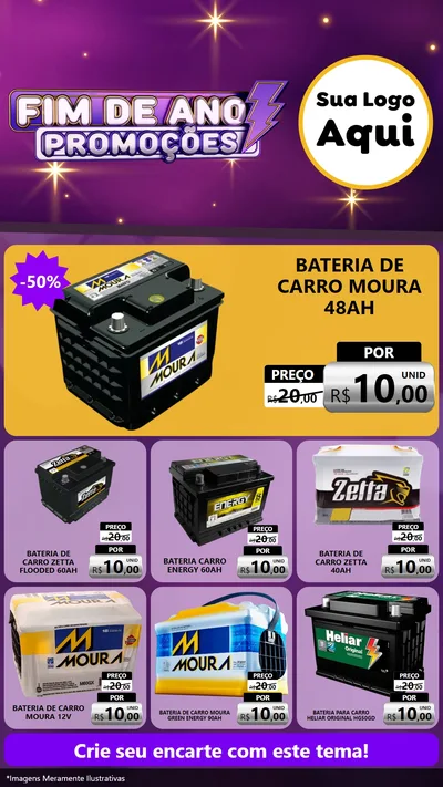 Modelo de Rede Social para Stories com o tema Fim de Ano Promoções para Baterias Elétricas