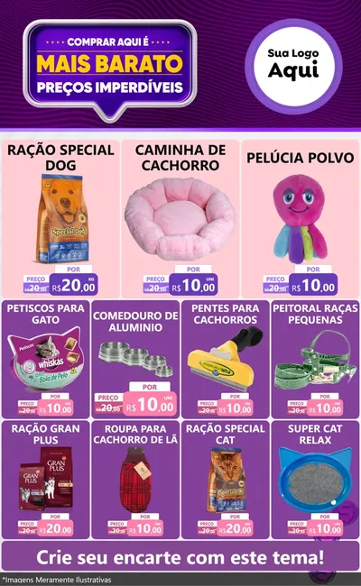 Modelo de Encarte para Encarte Grande com o tema Mais Barato para Pet Shop