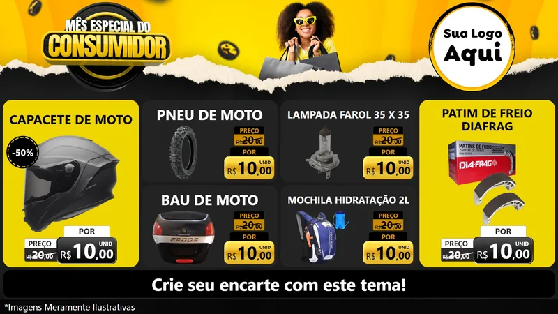 Modelo de TV para TV Horizontal com o tema Mês Especial do Consumidor para Moto peças