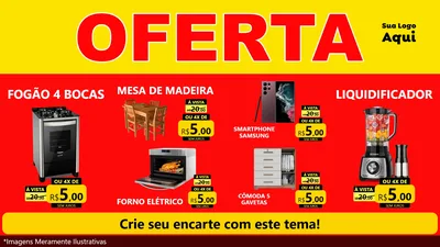 Modelo de TV para TV Horizontal com o tema OFERTA - Vermelho Cartaz para Móveis e Eletro