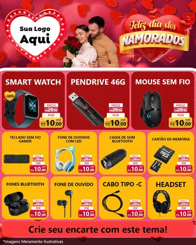 Modelo de Rede Social para Feed Instagram com o tema Feliz Dia Dos Namorados para Informática