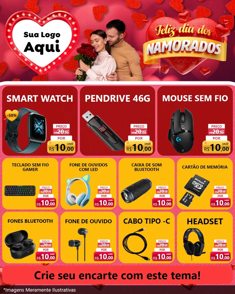 Modelo de Rede Social para Feed Instagram com o tema Feliz Dia Dos Namorados para Informática