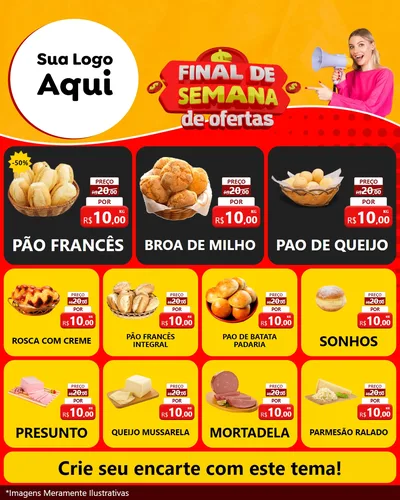 Modelo de Rede Social para Feed Instagram com o tema Final de Semana de Ofertas para Padaria