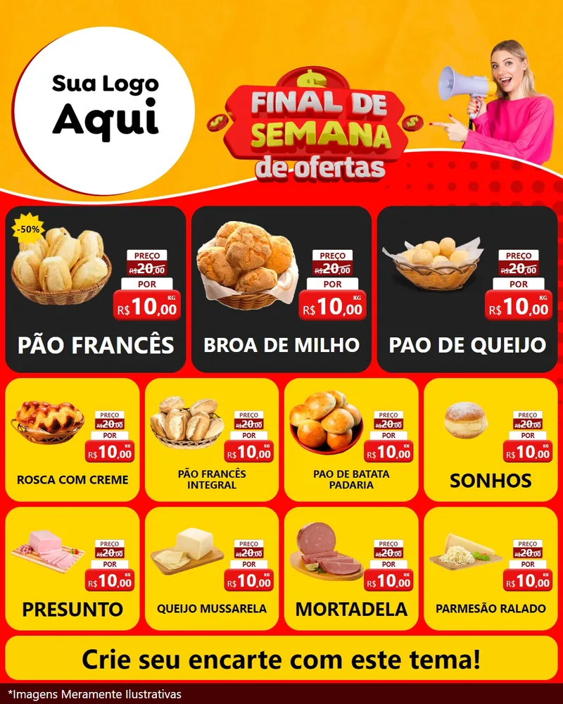 Modelo de Rede Social para Feed Instagram com o tema Final de Semana de Ofertas para Padaria