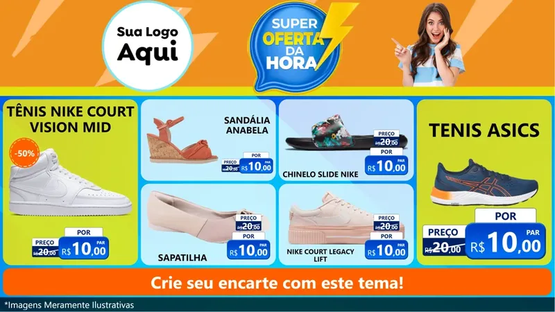 Modelo de TV para TV Horizontal com o tema Super Oferta da Hora para Calçados
