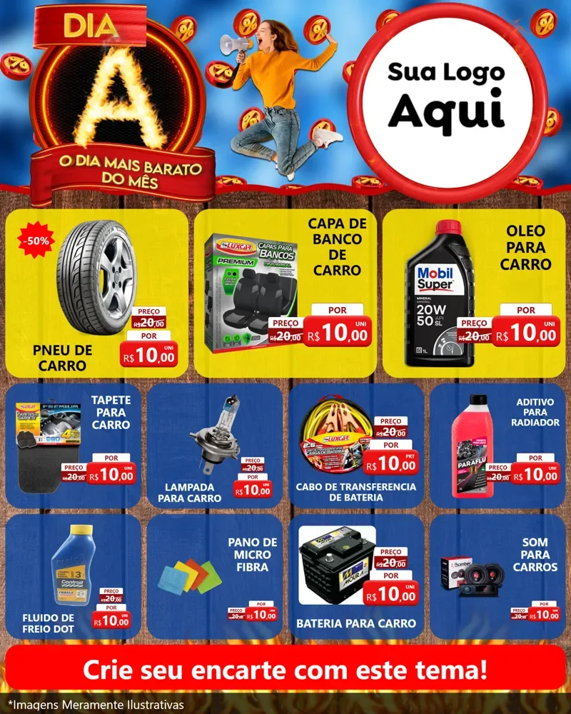 Modelo de Rede Social para Feed Instagram com o tema Dia A - O Dia Mais Barato Do Mês para Auto peças