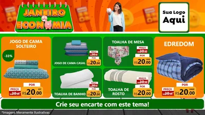 Modelo de TV para TV Horizontal com o tema Janeiro da Economia para Cama, Mesa e Banho